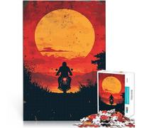 1000 Piece Jigsaws for Adults Motorcycle Sunset Ride Intellektuelles Spiel Einzigartige Geburtstags- und Geschenkideen52x38cm