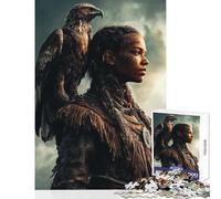 1000 Piece Jigsaws for Adults Native American Woman with Eagle Portrait Toy Wall Decor Art Work Gift for Educational Game Artists' Collection, Fine Arts Size 38x52cm