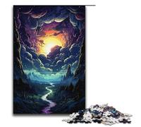 1000 Piece Jigsaws for Adults Neon Landscape Colorful Psychedelic Jigsaw Puzzle - Challenging Game A Work of Art Suitable for And Teenager 14 And Up 1000 PCS(38x26cm)