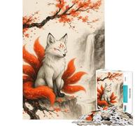 1000 Piece Jigsaws for Adults Nine-tailed Fox by Waterfall Challenging To Complete Stress Reliever Educational Game Suitable for Ages 14 And Up (50x75cm)