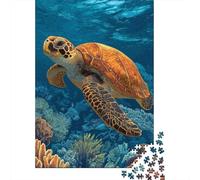 1000 Piece Jigsaws for Adults Ocean Life Sea Turtle Swimming Puzzle for Adults Brain Teaser Game Precision Cutting Challenging To Complete 52x38cm/1000pcs