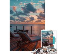 1000 Piece Jigsaws for Adults Oceanic Sunset Calm Challenging To Complete Staycation Kill Time Practical Game for Ages 14 And over (50x75cm)
