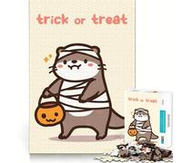 1000 Piece Jigsaws for Adults Otter Mummy Trick Or Treat Fine Cut Art Thinking Skill Game Quiet Time Game Xmas Art Display (38x52cm)
