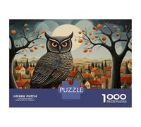 1000 Piece Jigsaws for Adults Owl in Autumn Village Scene Jigsaw for Adults Relaxing Games But Fun And Humorous Great Gift for Gaming 70x50cm/1000pcs