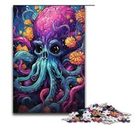 1000 Piece Jigsaws for Adults Painting of Colorful Skull Octopus Jigsaw Puzzle - Challenging Game A Work of Art Suitable for And Teenager 14 And Up 1000 PCS(38x26cm)