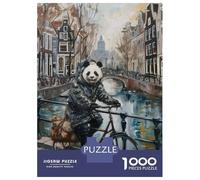 1000 Piece Jigsaws for Adults Panda Bicycle Amsterdam Jigsaw for Adults Toy Wall Decor Presents for Women Challenging To Complete 70x50cm/1000pcs
