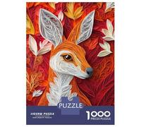 1000 Piece Jigsaws for Adults Papercraft Fox in Autumn Puzzles for Adults Relax Games Difficult Challenge Birthday Present, Gifts, 70x50cm/1000pcs