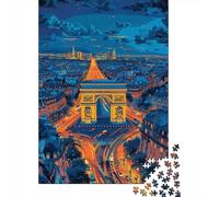 1000 Piece Jigsaws for Adults Paris Night Lights Arc De Triomphe Puzzles for Adults Relax Games Difficult Challenge Birthday Present, Gifts, 52x38cm/1000pcs