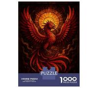 1000 Piece Jigsaws for Adults Phoenix Rising Stained Glass Art Puzzles for Adults Family Games Perfect Decoration Challenging To Complete 70x50cm/1000pcs