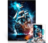 1000 Piece Jigsaws for Adults Pirate Ship Made of wood，for age 14+ Intellectual Game It is ideal as a gift for the whole family。size：50x75cm/14.96x20.47inch