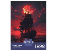 1000 Piece Jigsaws for Adults Pirate Ship Sunset Art Print Jigsaw for Adults Relaxing Games But Fun And Humorous Great Gift for Gaming 38x26cm/1000pcs