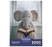 1000 Piece Jigsaws for Adults Plush Elephant Reading on Toilet Puzzles for Adults Family Games Perfect Decoration Challenging To Complete 52x38cm/1000pcs