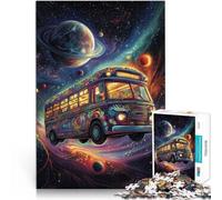 1000 Piece Jigsaws for Adults Psychedelic Space Bus Made of cardboard Suitable for ages 14 and up wall decoration Christmas Birthday Gift。size：26x38cm/10.24x14.96inch