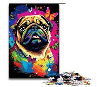 1000 Piece Jigsaws for Adults Pugs And Butterflies And Butterfly And Butterfly Puzzle Challenging Game A Work of Art Suitable for And Teenager 14 And Up 75x50cm
