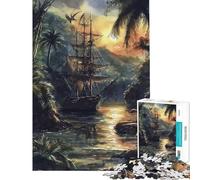 1000 Piece Jigsaws for Adults Puzzle A Pirate Ship Sails Leisure Mind Focus Play No Loose Bits during Assembly Chic Gifts for Home Styling (Size 50x75cm)