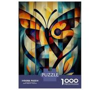 1000 Piece Jigsaws for Adults Puzzle Abstract Butterfly Art - Geometric Nature Design in Bold Colors Puzzles for Adults Family Game Hand Speed Race Challenging To Complete 52x38cm/1000pcs