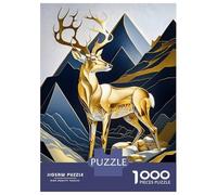 1000 Piece Jigsaws for Adults Puzzle Abstract Gold Deer Teenager Puzzles Hands-on Game Difficult Challenge Birthday Present, Gifts, 38x26cm/1000pcs