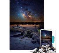 1000 Piece Jigsaws for Adults Puzzle Alligator Under The Stars Fun at Home Activities, Enhance Memory Educational Game Suitable for Ages 14 And Up (38x52cm)