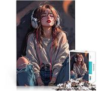 1000 Piece Jigsaws for Adults Puzzle Anime Girl Listening to Music Analyse und Logik einzigartiges Herausforderungsspiel52x38cm
