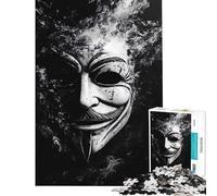 1000 Piece Jigsaws for Adults Puzzle Anonymous Mask in Smoke Puzzle for Adults Family Game Precision Cutting Great Gifts for Gaming (Size 38x52cm)