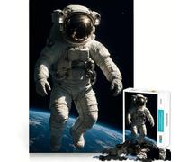 1000 Piece Jigsaws for Adults Puzzle Astronaut in Space Above Earth Tight Joint Game Focus Game Gift Easy Time Fun Xmas Art Display (50x75cm)