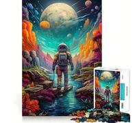 1000 Piece Jigsaws for Adults Puzzle Astronaut Space Is Wild Tight Joint Game Focus Game Gift Easy Time Fun Xmas Art Display (38x52cm)
