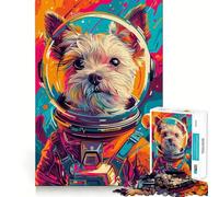 1000 Piece Jigsaws for Adults Puzzle Astronaut Terrier Space Tight Joint Game Focus Game Gift Easy Time Fun Xmas Art Display (50x75cm)