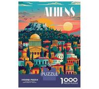 1000 Piece Jigsaws for Adults Puzzle Athens Sunset Teenager Puzzles Hands-on Game Difficult Challenge Birthday Present, Gifts, 52x38cm/1000pcs