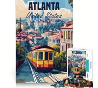 1000 Piece Jigsaws for Adults Puzzle Atlanta Cityscape Poster Tight Joint Game Focus Game Gift Easy Time Fun Xmas Art Display (50x75cm)