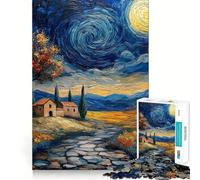 1000 Piece Jigsaws for Adults Puzzle August Starry Night Tight Joint Game Focus Game Gift Easy Time Fun Xmas Art Display (38x52cm)