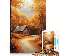 1000 Piece Jigsaws for Adults Puzzle Autumn Cabin in Woods Tight Joint Game Focus Game Gift Easy Time Fun Xmas Art Display (38x52cm)