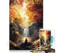 1000 Piece Jigsaws for Adults Puzzle Autumn Meditation by Waterfall Tight Joint Game Focus Game Gift Easy Time Fun Xmas Art Display (50x75cm)