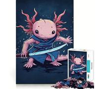 1000 Piece Jigsaws for Adults Puzzle Axolotl Samurai Warrior Illustration Tight Joint Game Focus Game Gift Easy Time Fun Xmas Art Display (50x75cm)