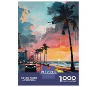 1000 Piece Jigsaws for Adults Puzzle Beachside Sunset Drive Teenager Puzzles Hands-on Game Difficult Challenge Birthday Present, Gifts, 38x26cm/1000pcs