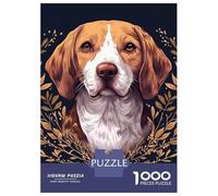 1000 Piece Jigsaws for Adults Puzzle Beagle Portrait with Floral Accents Teenager Puzzles Hands-on Game Difficult Challenge Birthday Present, Gifts, 38x26cm/1000pcs