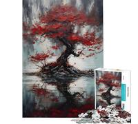1000 Piece Jigsaws for Adults Puzzle Big Red Tree Jigsaws for Adults Family Game Pattern Assembly Challenging To Complete (Size 38x52cm)