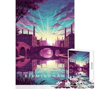 1000 Piece Jigsaws for Adults Puzzle Birmingham Cityscape with River And Bridges 1000 Piece Jigsaws Educational Game Birthday Gifts Suitable for Couples (50x75cm)