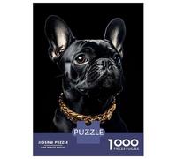 1000 Piece Jigsaws for Adults Puzzle Black & Gold French Bulldog Jigsaw Puzzle Brain Teaser Game Hand Speed Race Great Gift for Gaming 70x50cm/1000pcs