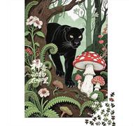 1000 Piece Jigsaws for Adults Puzzle Black Panther in Enchanted Forest Puzzles for Adults Family Game Hand Speed Race Challenging To Complete 52x38cm/1000pcs