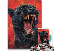1000 Piece Jigsaws for Adults Puzzle Black Panther Roar Precision Cutting Practical Game Suitable for Ages 14 And Up (size 50x75cm)