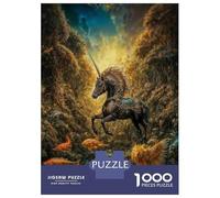 1000 Piece Jigsaws for Adults Puzzle Black Unicorn in Enchanted Forest Puzzles for Adults Family Game Hand Speed Race Challenging To Complete 52x38cm/1000pcs