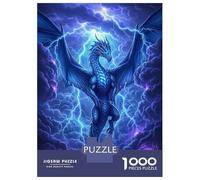 1000 Piece Jigsaws for Adults Puzzle Blue Dragon in Stormy Sky Jigsaw Puzzle Brain Teaser Game Hand Speed Race Great Gift for Gaming 52x38cm/1000pcs