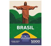 1000 Piece Jigsaws for Adults Puzzle Brazil Christ The Redeemer Illustration Jigsaw Puzzle Brain Teaser Game Hand Speed Race Great Gift for Gaming 52x38cm/1000pcs