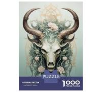 1000 Piece Jigsaws for Adults Puzzle Bull Skull Wall Art Print Puzzles for Adults Fun Games Wall Decoration Challenging To Complete 52x38cm/1000pcs