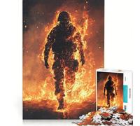 1000 Piece Jigsaws for Adults Puzzle Burning Soldier, Fun Games, Parent-child Interaction, with Matching Poster And Trivia Sheet 38x52cm