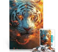 1000 Piece Jigsaws for Adults Puzzle Burning White Tiger Made of cardboard for ages 14 and over DIY Educational Games because it is ideal as a gift for the whole family。size:38x52cm/14.96x20.47inch
