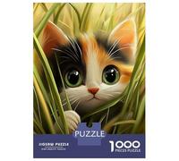 1000 Piece Jigsaws for Adults Puzzle Calico Kitten in Grass Jigsaw Puzzle Brain Teaser Game Hand Speed Race Great Gift for Gaming 70x50cm/1000pcs