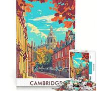 1000 Piece Jigsaws for Adults Puzzle Cambridge Cityscape, Fun Games, Parent-child Interaction, with Matching Poster And Trivia Sheet 38x26cm