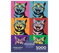 1000 Piece Jigsaws for Adults Puzzle Cat Andy Warhol Pop Art Jigsaw Puzzle Brain Teaser Game Hand Speed Race Great Gift for Gaming 52x38cm/1000pcs