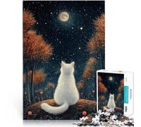 1000 Piece Jigsaws for Adults Puzzle Cat Gazing at the Moon Handgeschwindigkeitswettbewerb für Heimdekoration52x38cm